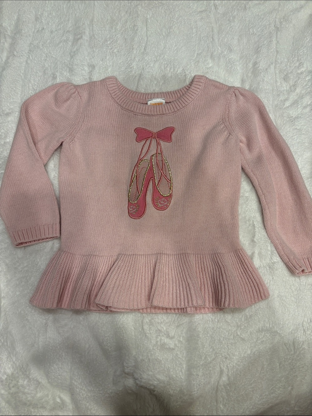 Gymboree Light Pink Ballet Slipper Peplum Sweater12-18 months